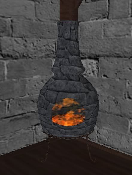 Dark stone chimnea