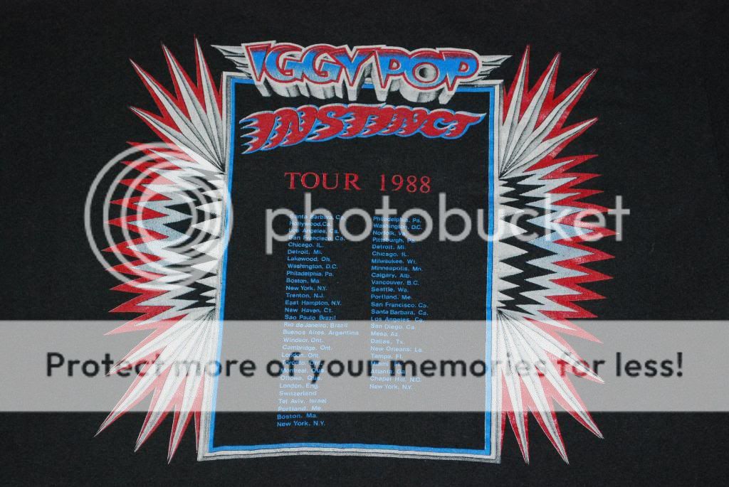 VINTAGE IGGY POP INSTINCT TOUR T  SHIRT 1988 XL  