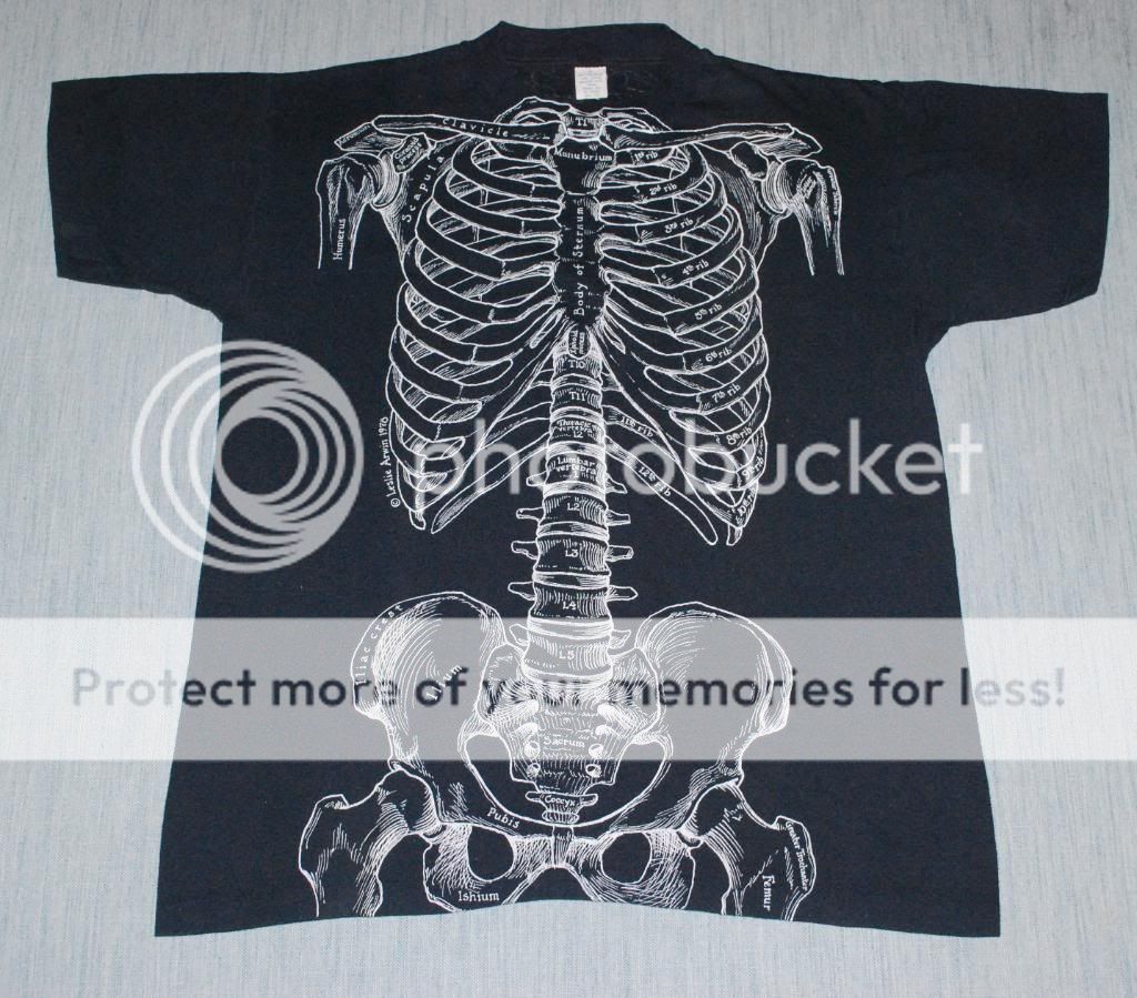 VTG SKELETON BONES ANATOMY LESLIE ARWIN SHIRT 1979 L  