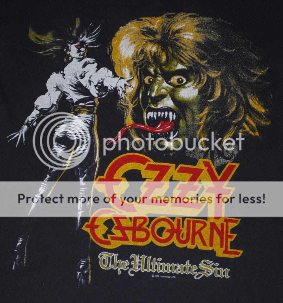 VINTAGE OZZY OSBOURNE ULTIMATE SIN TOUR T  SHIRT 1986 S  