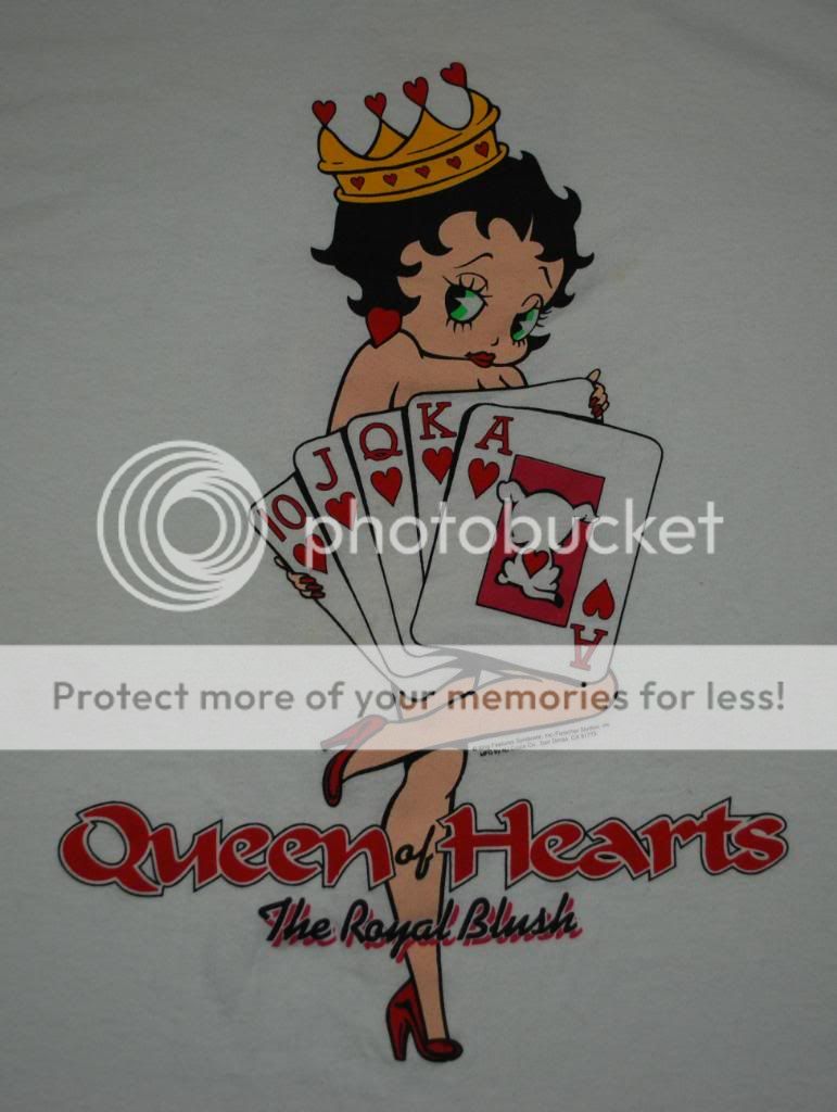 VTG BETTY BOOP QUEEN OF HEARTS ROYAL BLUSH SHIRT 80S M  